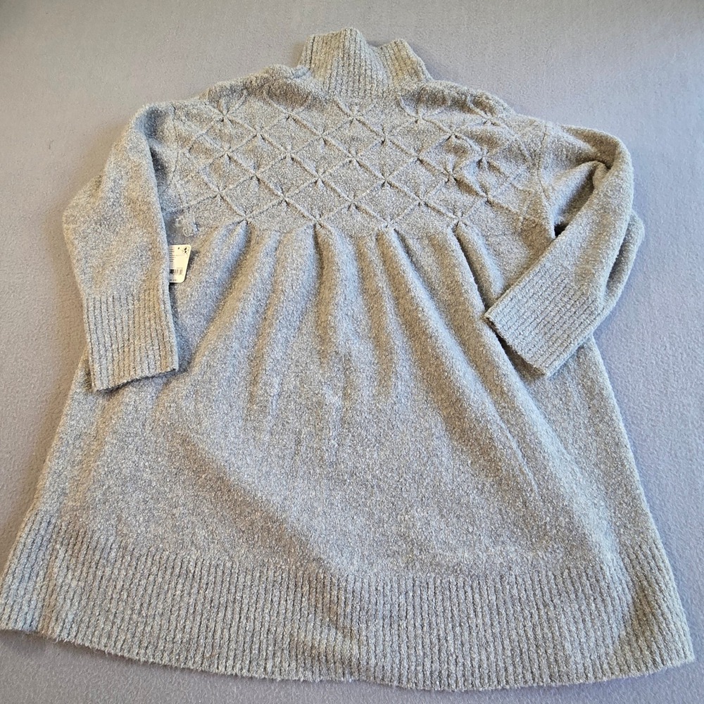 Free People Sweater Dress Womens Small Heather Gray Smocked Mock Neck OB1778065 - Picture 2 of 8